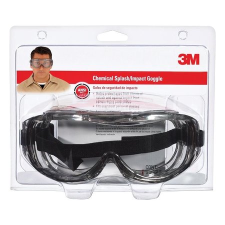 SCOTCH 3M Chemical Splash Goggles Clear Lens Black Frame 1 pc 91264-80025T
